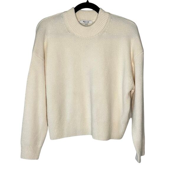 Madewell Boxy Crewneck Sweater Women Wool Cashmere Blend Cream XS New - Picture 2 of 10